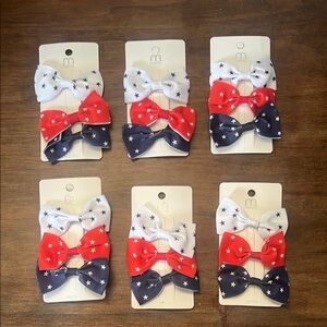 Starry Bow Set for Kids - Red, White, and Blue